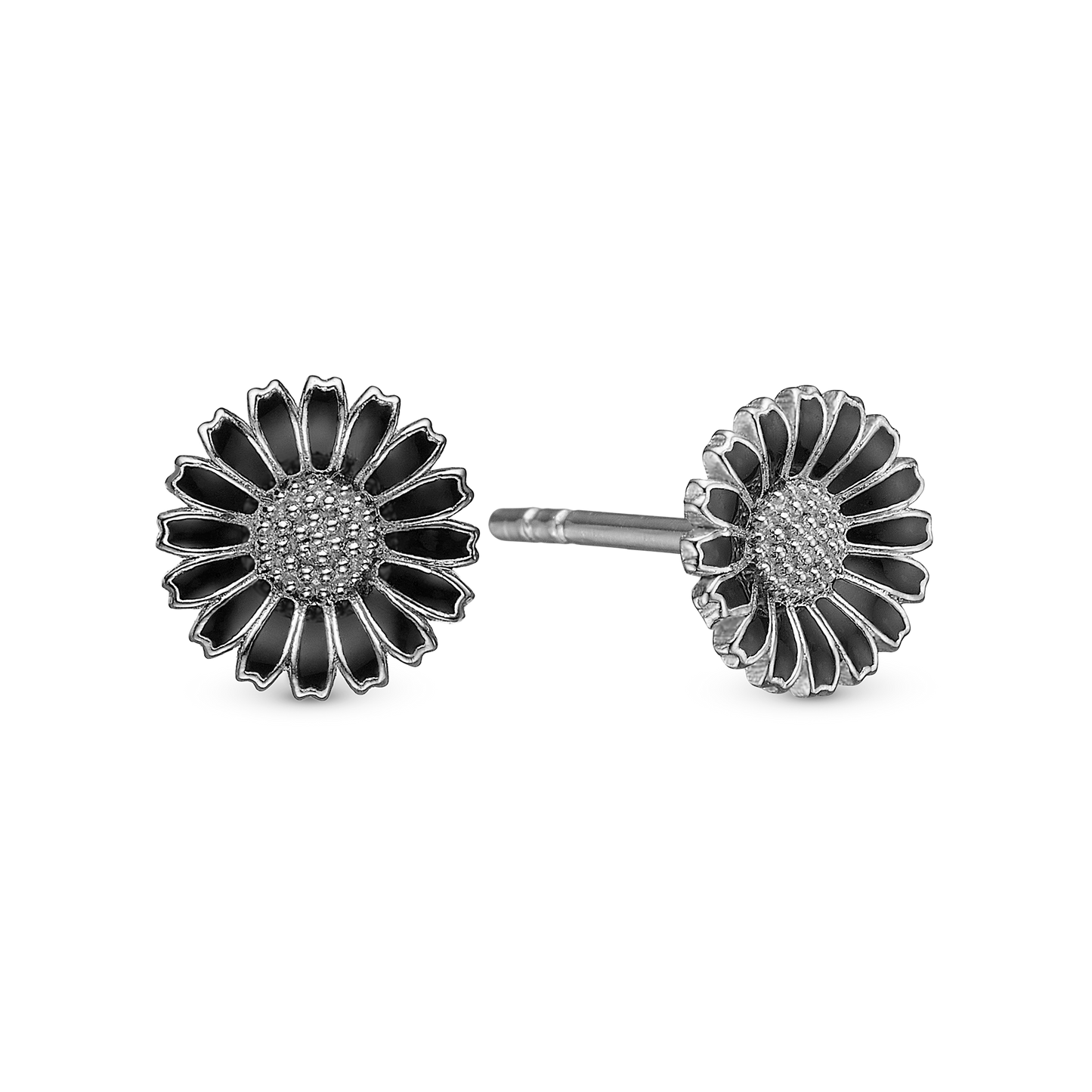 Marguerite black 8mm Stud Earrings - Sterling Silver