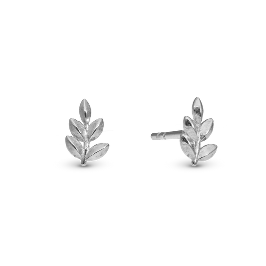 Oak Leaf Stud Earrings - Polished Sterling Silver