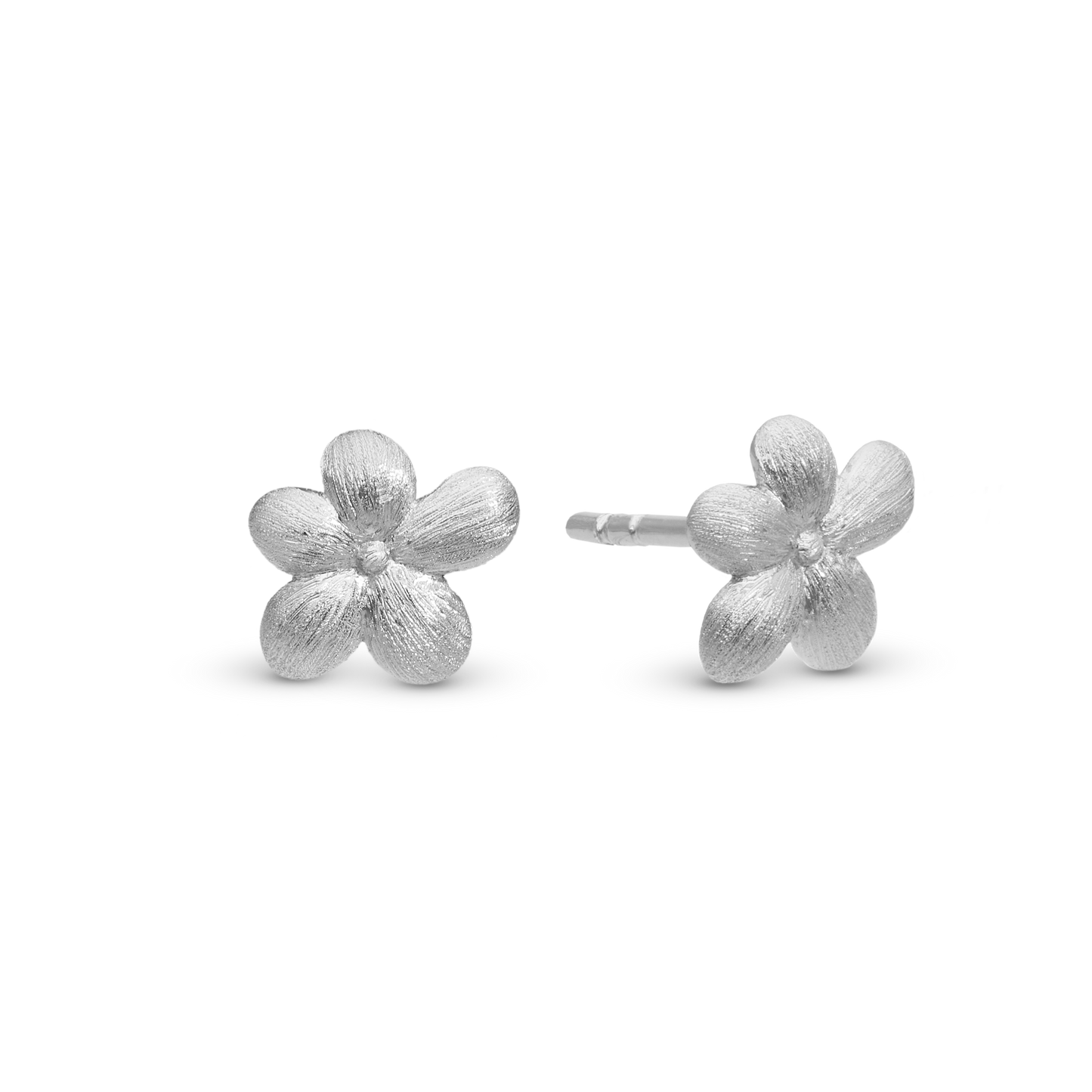 Graceful Flowers Stud Earrings - Matte Sterling Silver