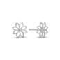 Simple Flower Stud Earrings - Polished Sterling Silver