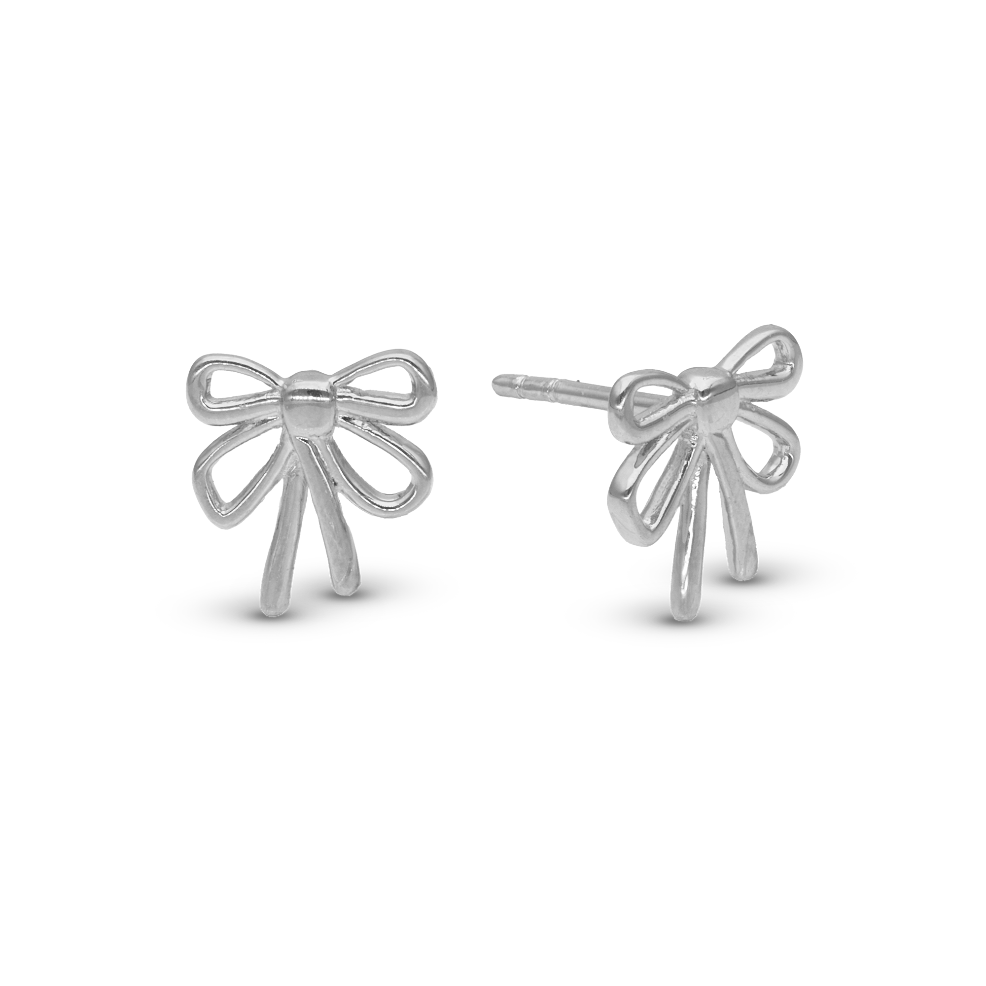Bow Stud Earrings - Polished Sterling Silver
