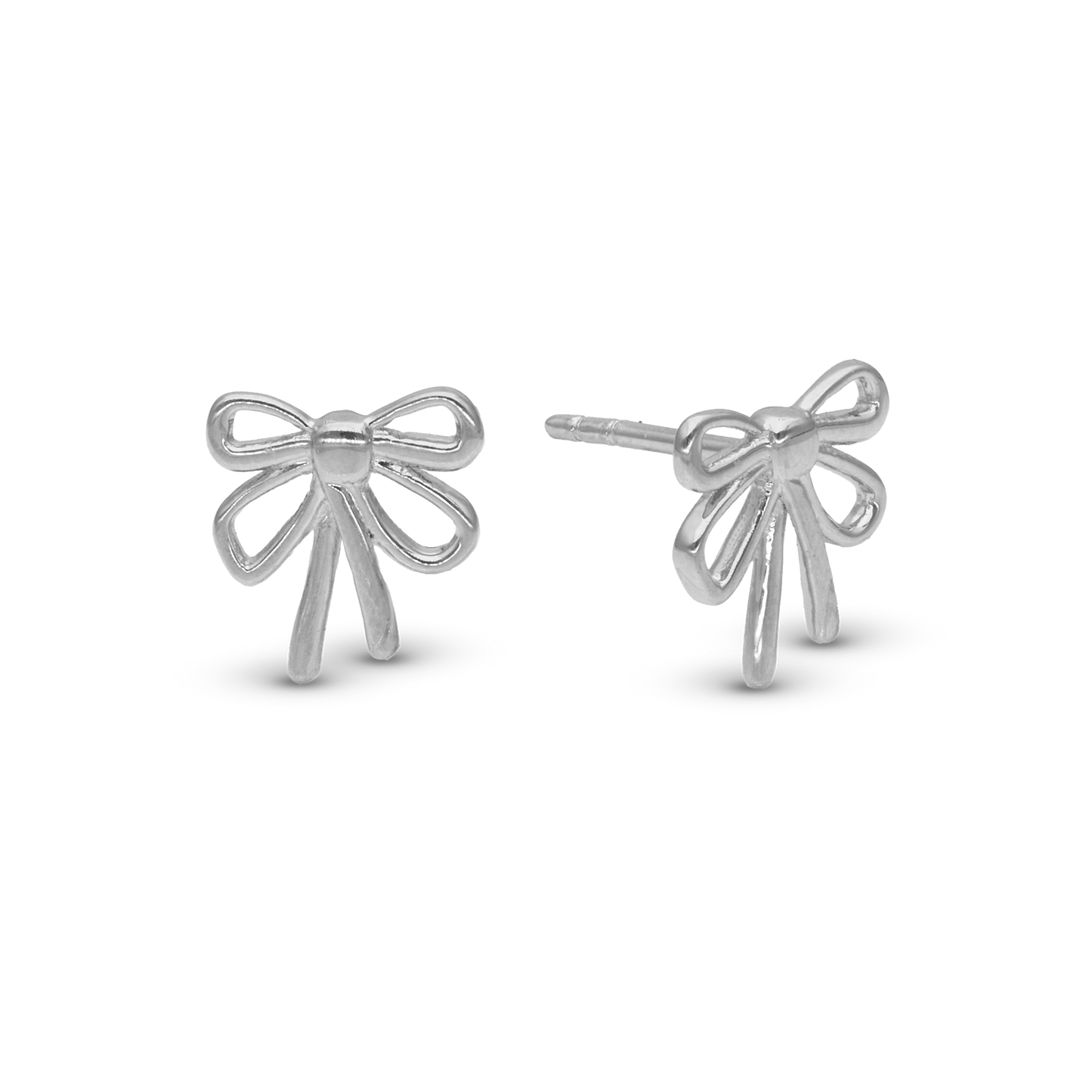 Bow Stud Earrings - Polished Sterling Silver