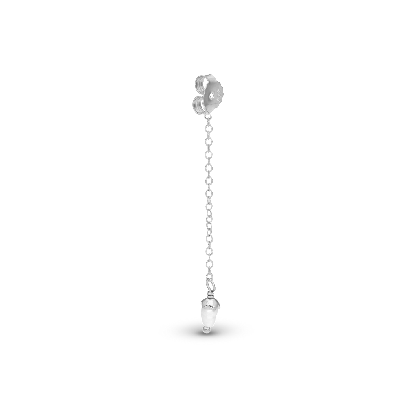 Stud Add-On / 1 stk. Earring Stud - Polished Sterling Silver with 2 white Cubic Zirkonia