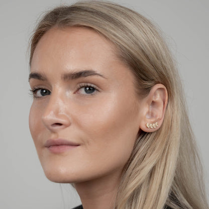 Long Marguerites Crawlers - Polished Gold Plated Sterling Silver with 10 white Topas