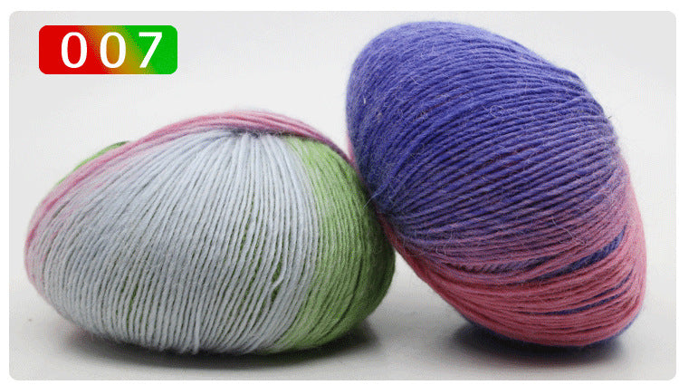 Pure Wool Long Rainbow Dyed Yarn
