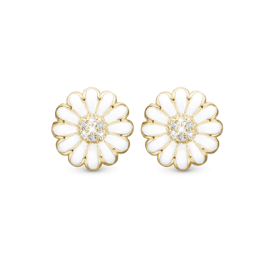 White Marguerite 18 mm Øreclips - CHRISTINA