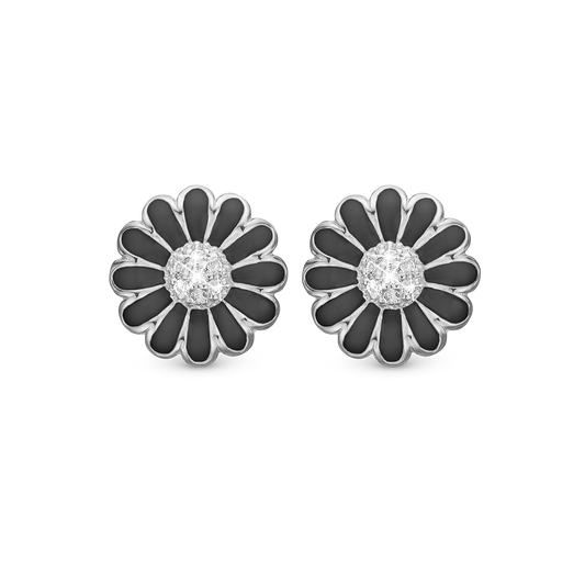 Black Marguerite 18 mm Øreclips - CHRISTINA