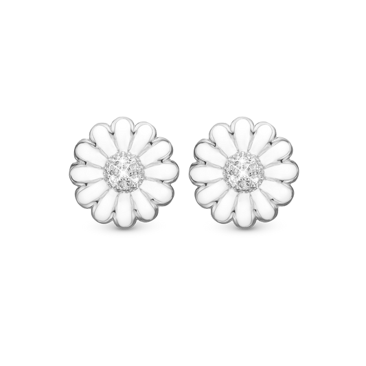 White Marguerite 18 mm Øreclips - CHRISTINA