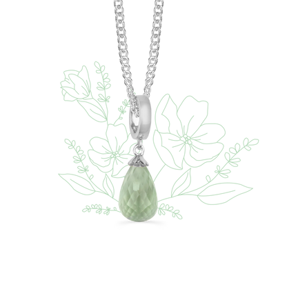 Necklace m Green Amethyst drop sølv