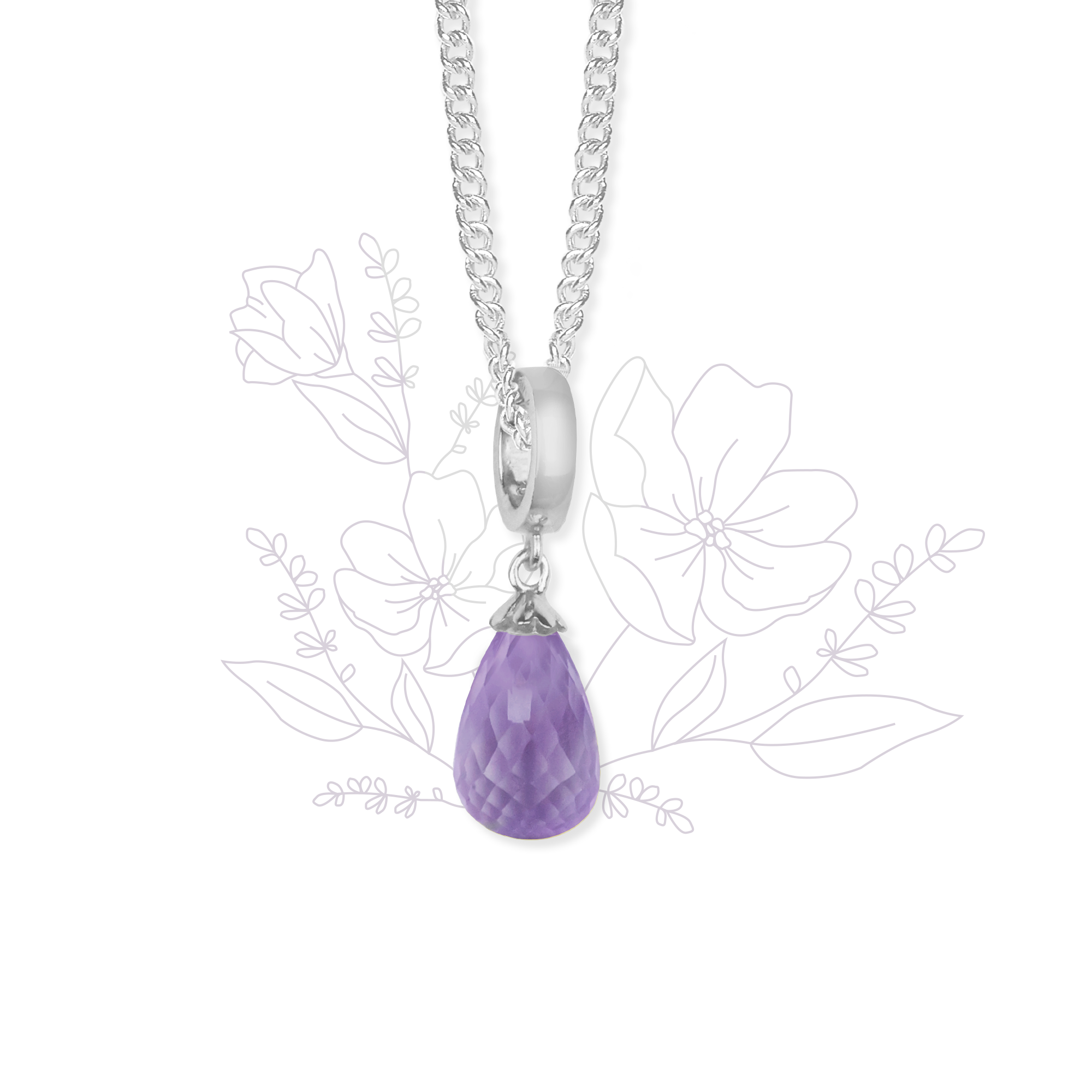 Necklace m PWatchple Amethyst drop sølv