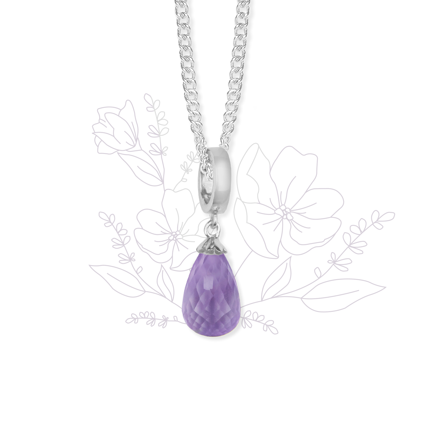 Necklace m PWatchple Amethyst drop sølv