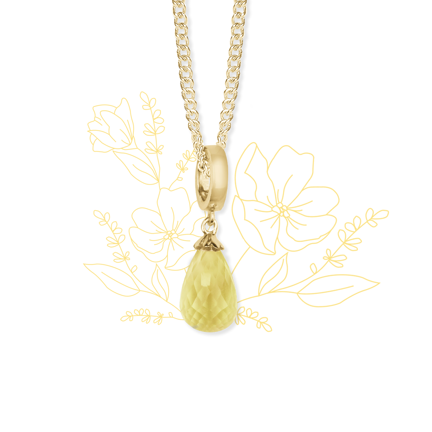 Necklace m gul citrine drop Gold Plated