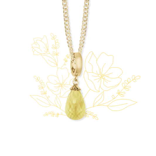 Necklace m gul citrine drop Gold Plated