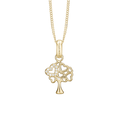 Tree of Hearts Earring Pendant - Polished Gold Plated Sterling Silver with 12 white Cubic Zirkonia
