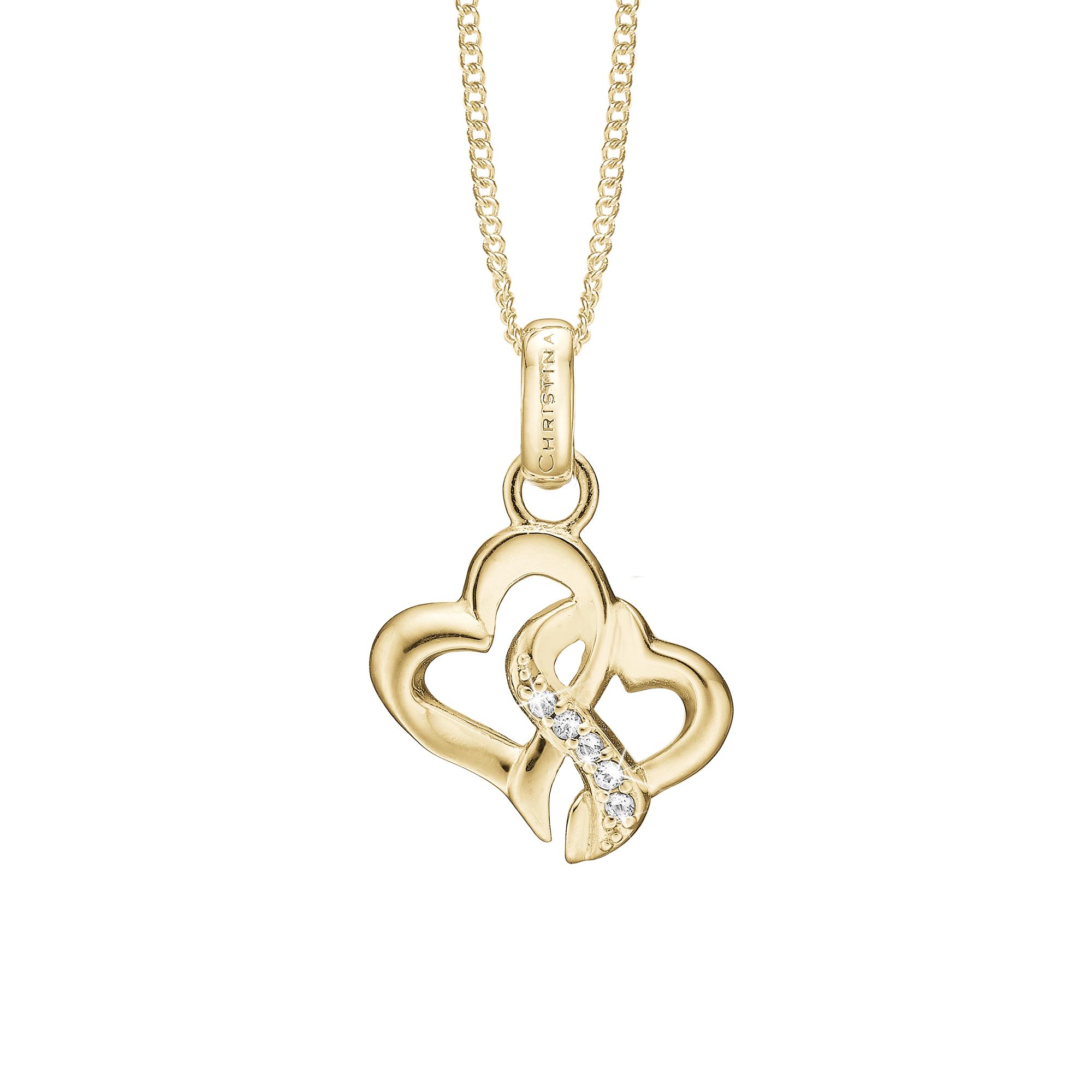 Beloved Earring Pendant - Gold Plated Sterling Silver with 5 white Cubic Zirkonia