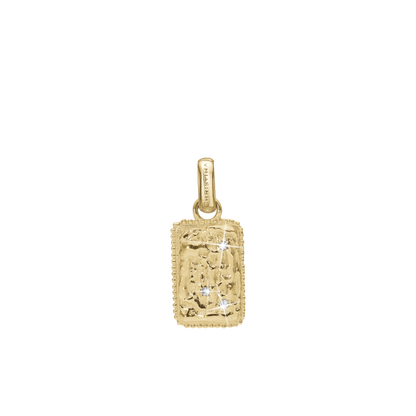 Antique square Earring Pendant - Polished Gold Plated Sterling Silver with 3 white Cubic Zirkonia