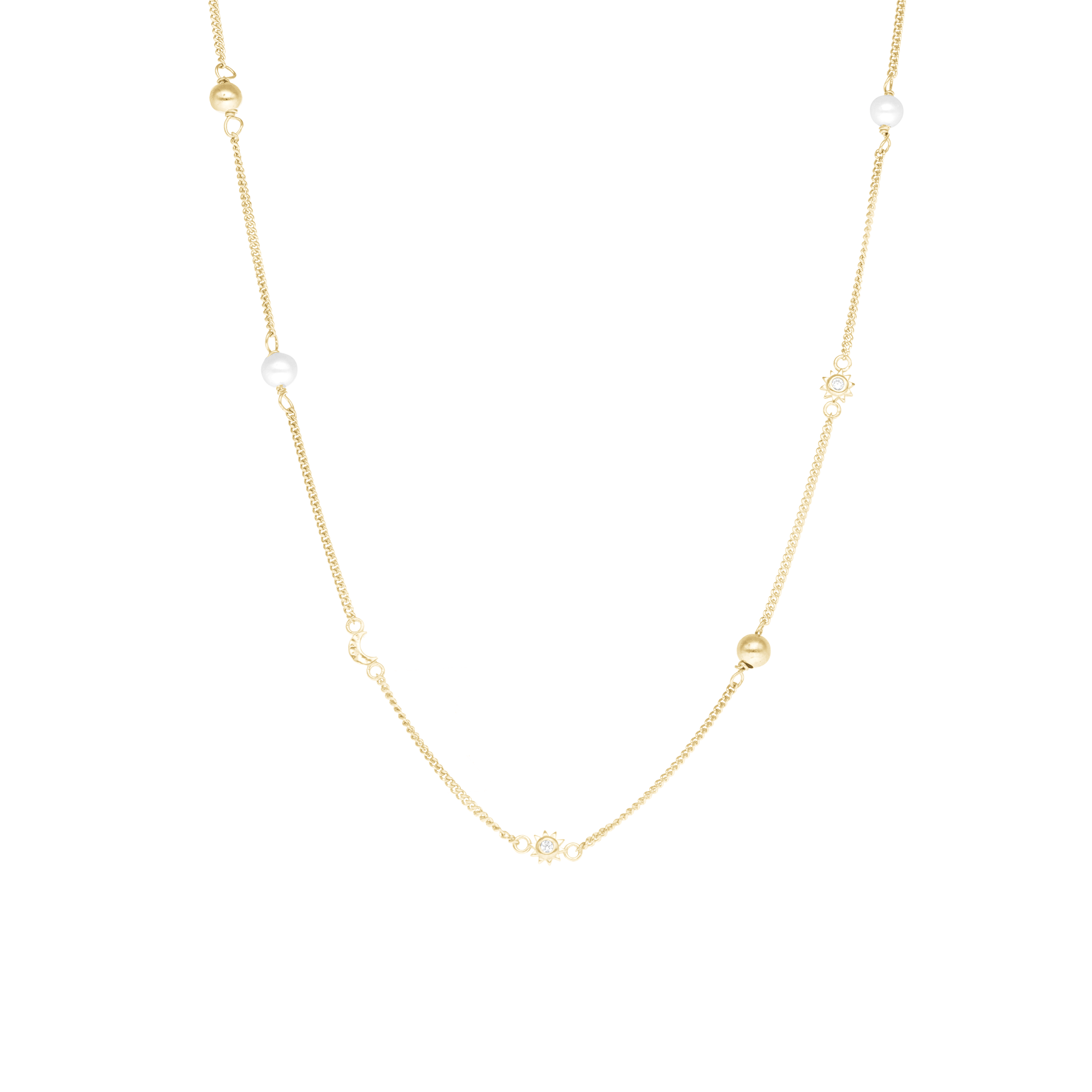 Day & Night Necklace - Polished Gold Plated Sterling Silver with 2 white Freshwater pearls
