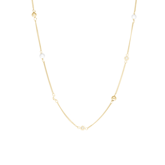 Day & Night Necklace - Polished Gold Plated Sterling Silver with 2 white Ferskvandsperler