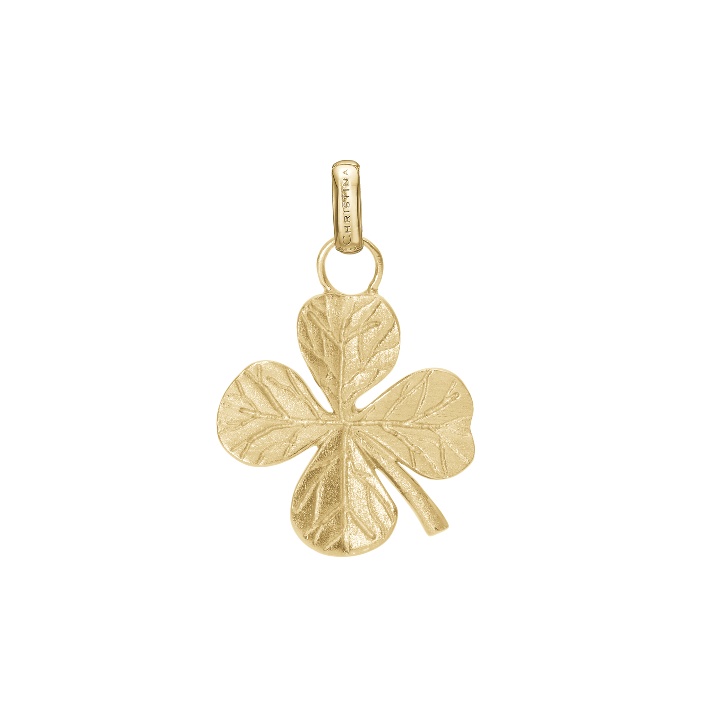 Big FoWatch Leaf Clover Earring Pendant - Brushed Gold Plated Sterling Silver