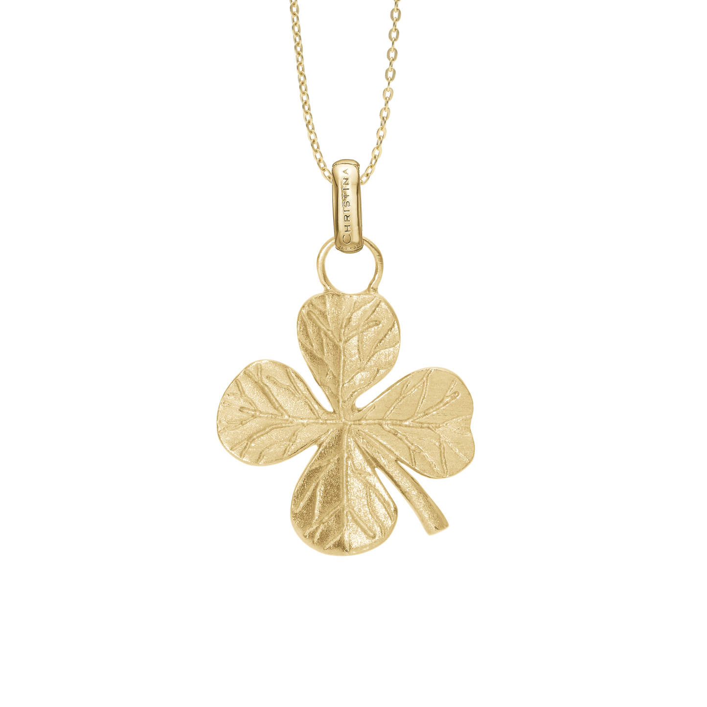 Big FoWatch Leaf Clover Earring Pendant - Brushed Gold Plated Sterling Silver