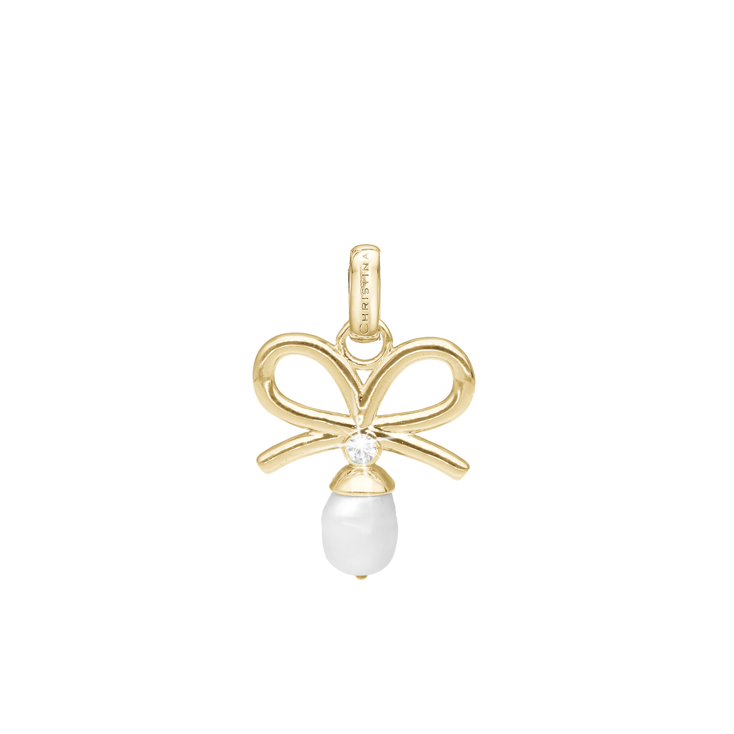 Celebrate Earring Pendant - Polished Gold Plated Sterling Silver with 1 Ferskvandsperle