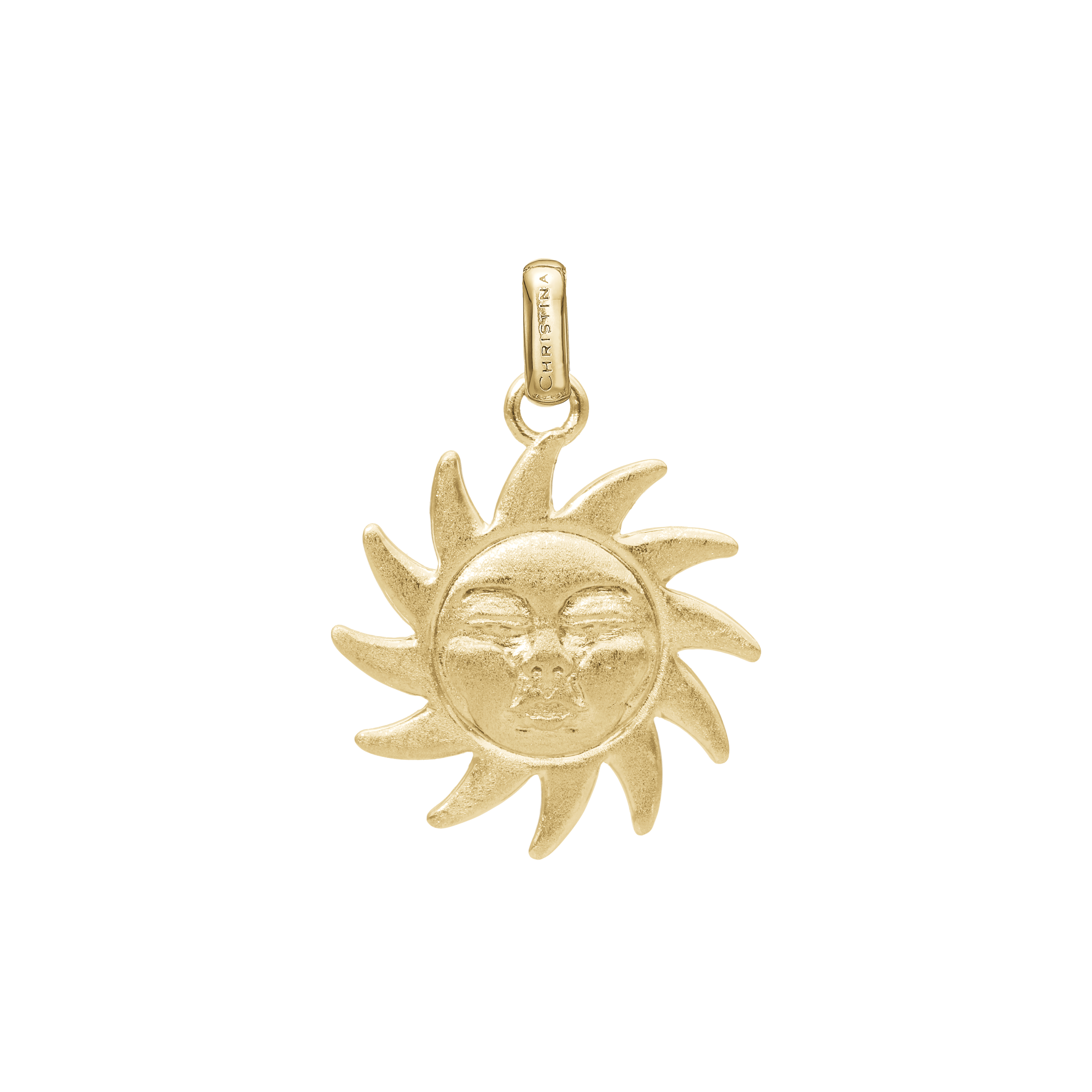 Glowing Sun Earring Pendant - Matte Gold Plated Sterling Silver