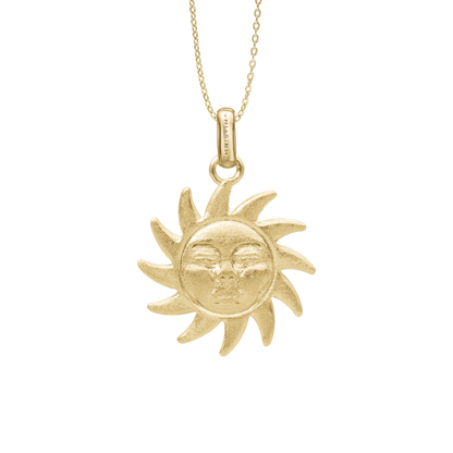 Glowing Sun Earring Pendant - Matte Gold Plated Sterling Silver