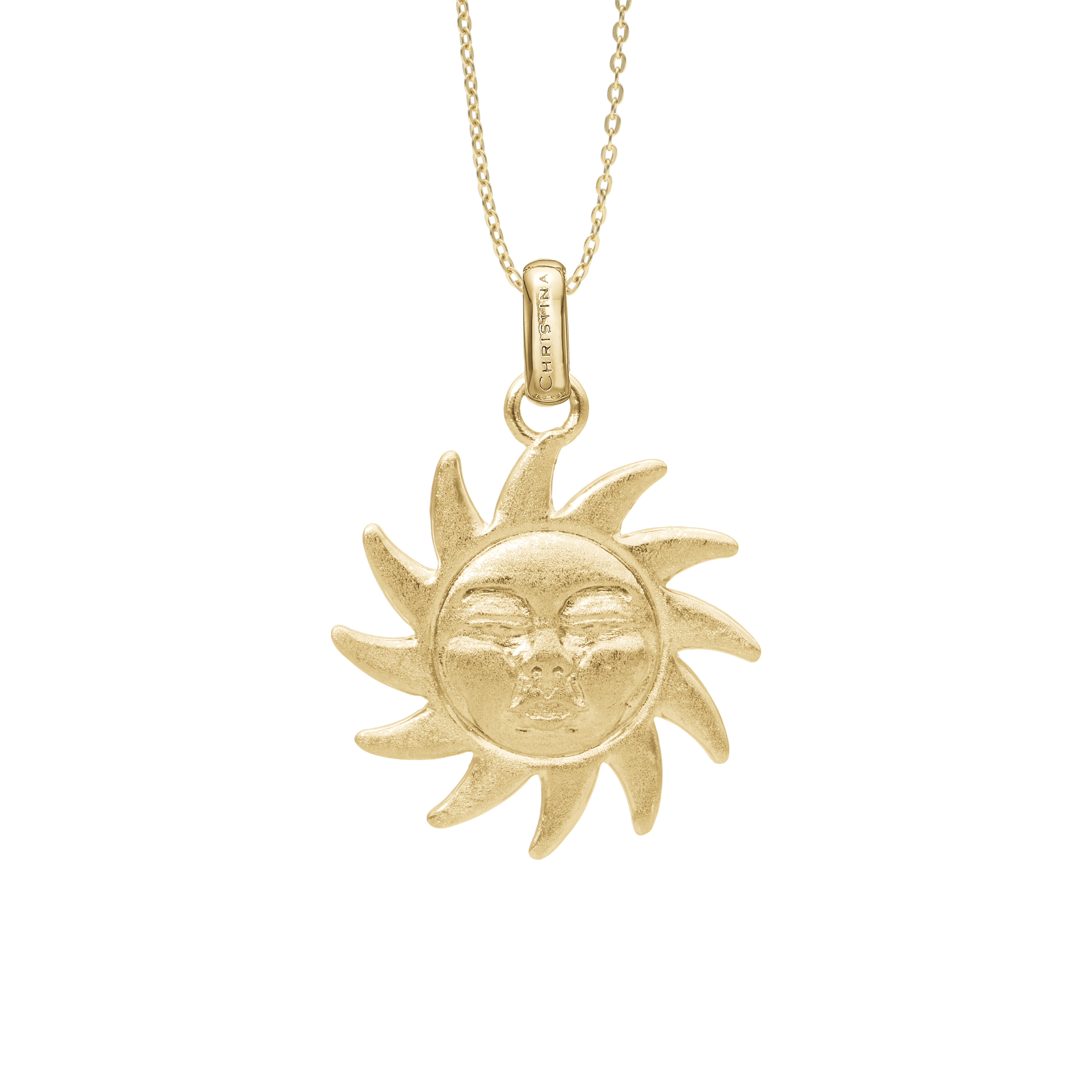 Glowing Sun Earring Pendant - Matte Gold Plated Sterling Silver