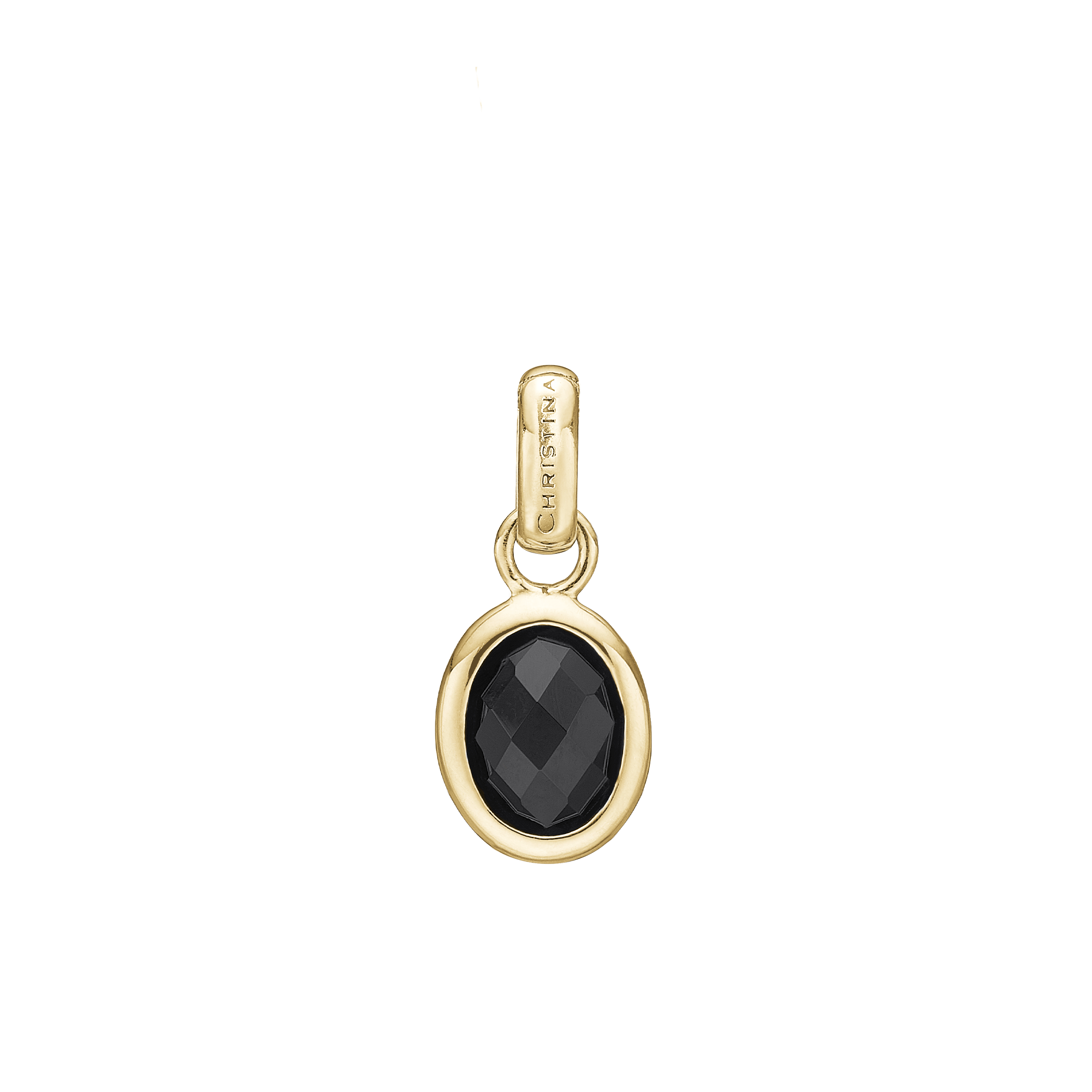 Onyx Dream Earring Pendant - Polished Gold Plated Sterling Silver with 1 Onyx