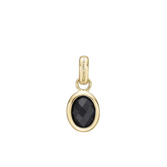 Onyx Dream Earring Pendant - Polished Gold Plated Sterling Silver with 1 Onyx