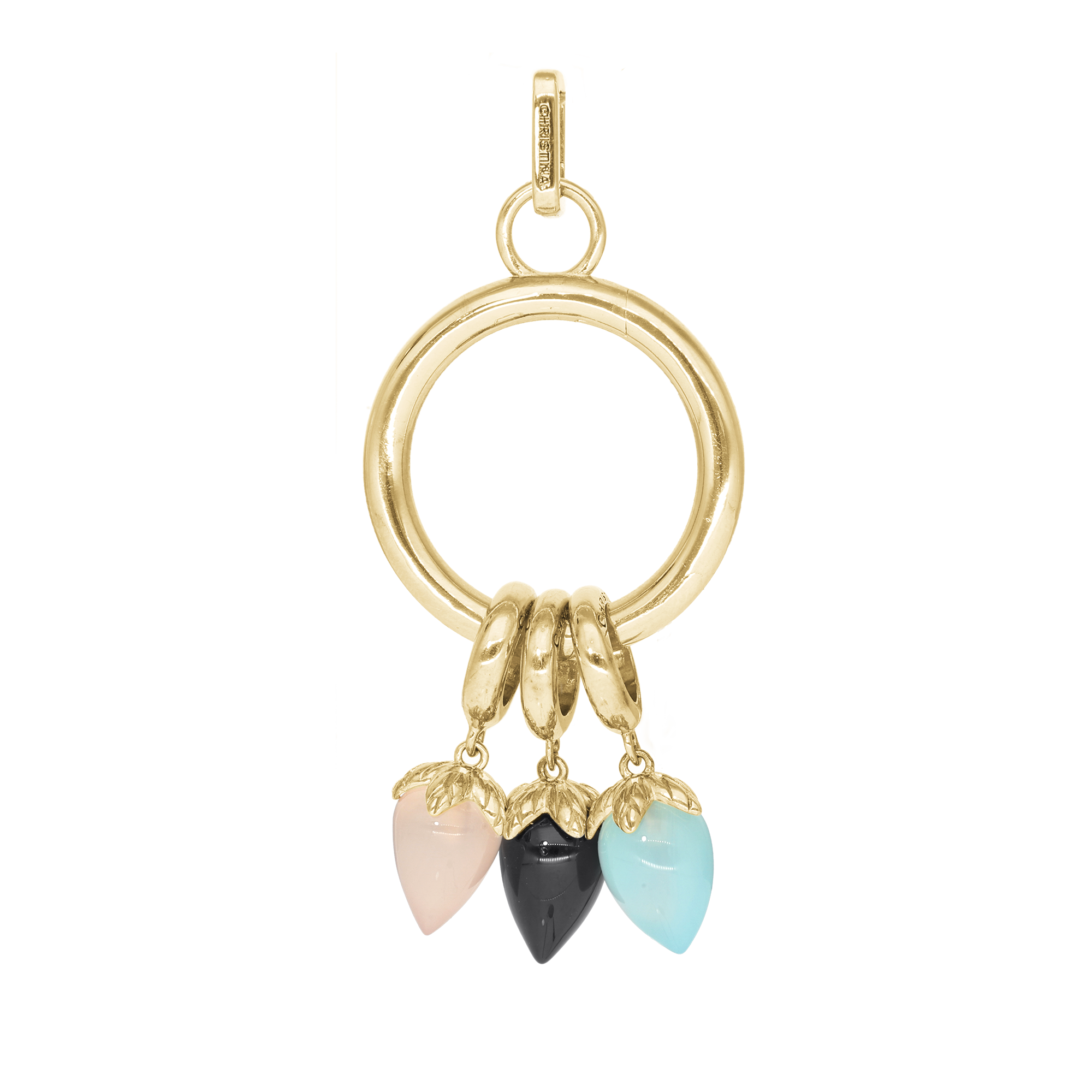 Collectors Oval Earring Pendant - Polished Gold Plated Sterling Silver