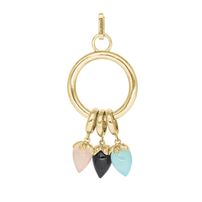 Collectors Oval Earring Pendant - Polished Gold Plated Sterling Silver