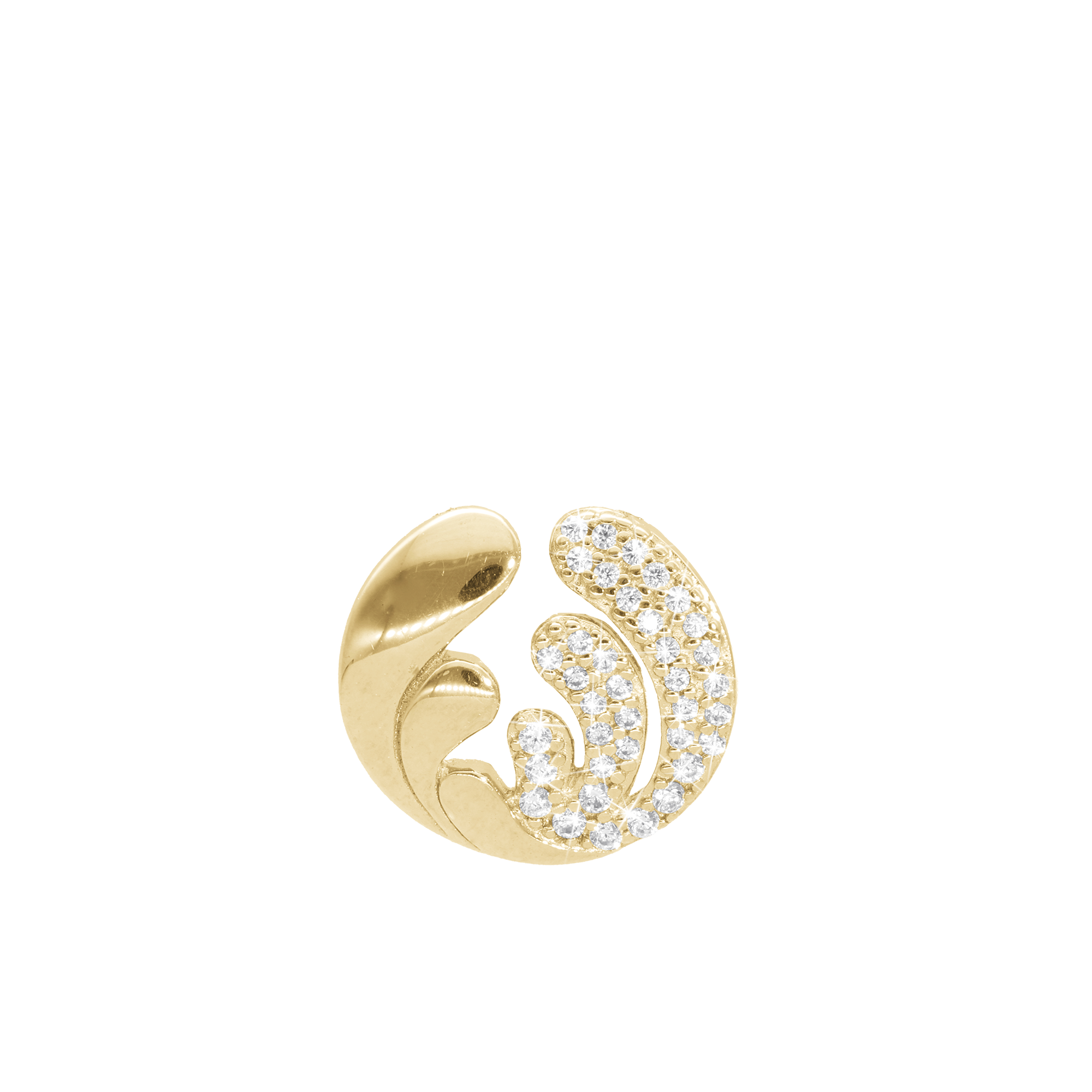 Ocean Splash Earring Pendant - Polished Gold Plated Sterling Silver with 37 Cubic Zirkonia
