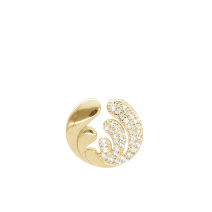 Ocean Splash Earring Pendant - Polished Gold Plated Sterling Silver with 37 Cubic Zirkonia