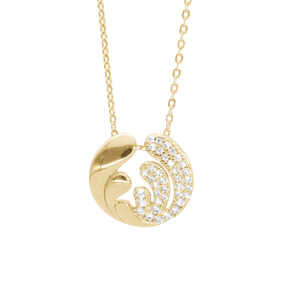 Ocean Splash Earring Pendant - Polished Gold Plated Sterling Silver with 37 Cubic Zirkonia