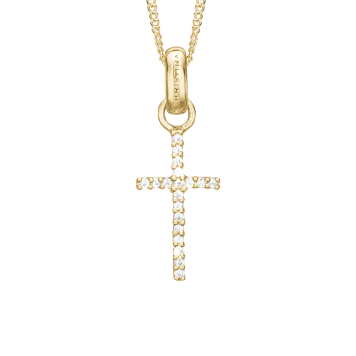 Topaz Cross Earring Pendant - Polished Gold Plated Sterling Silver with 19 Topas