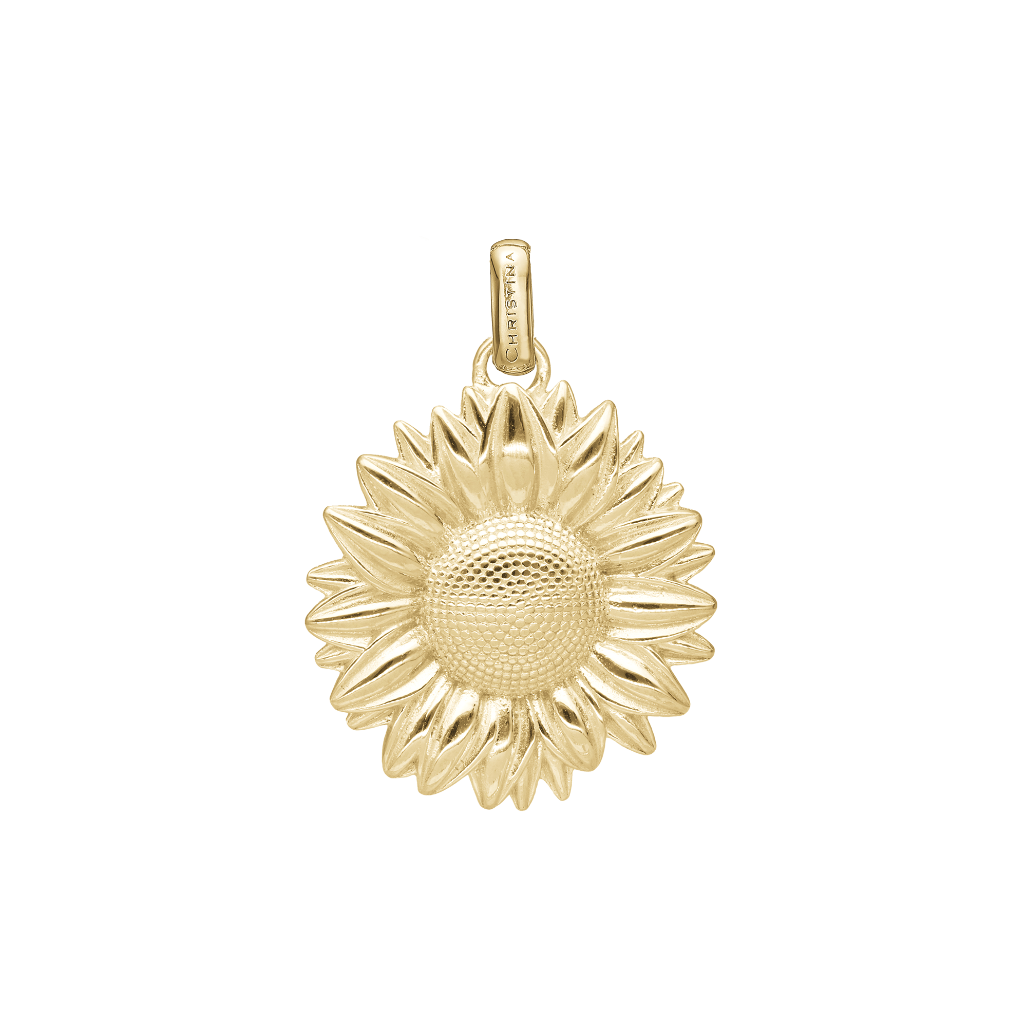Sunflower Earring Pendant - Polished Gold Plated Sterling Silver