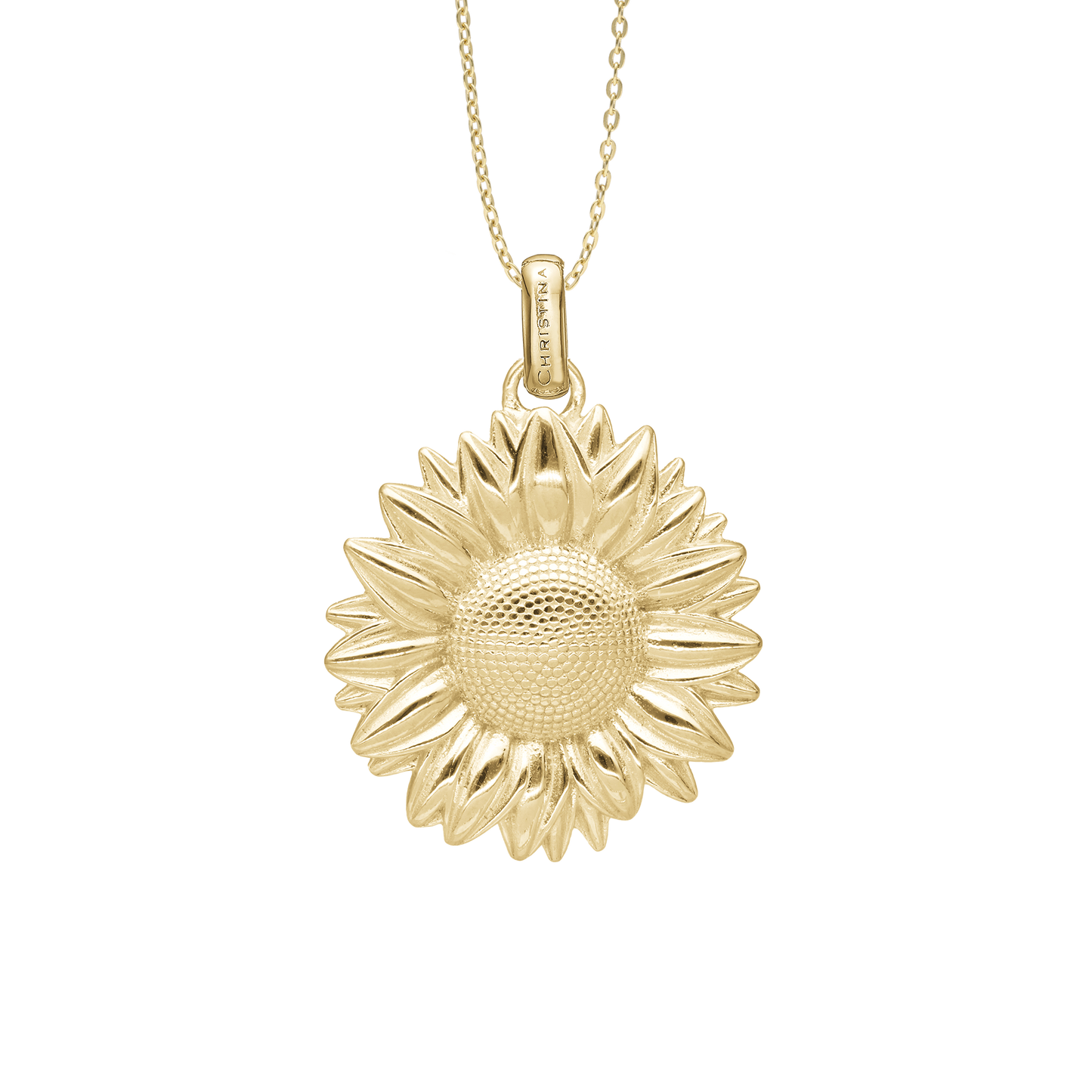 Sunflower Earring Pendant - Polished Gold Plated Sterling Silver