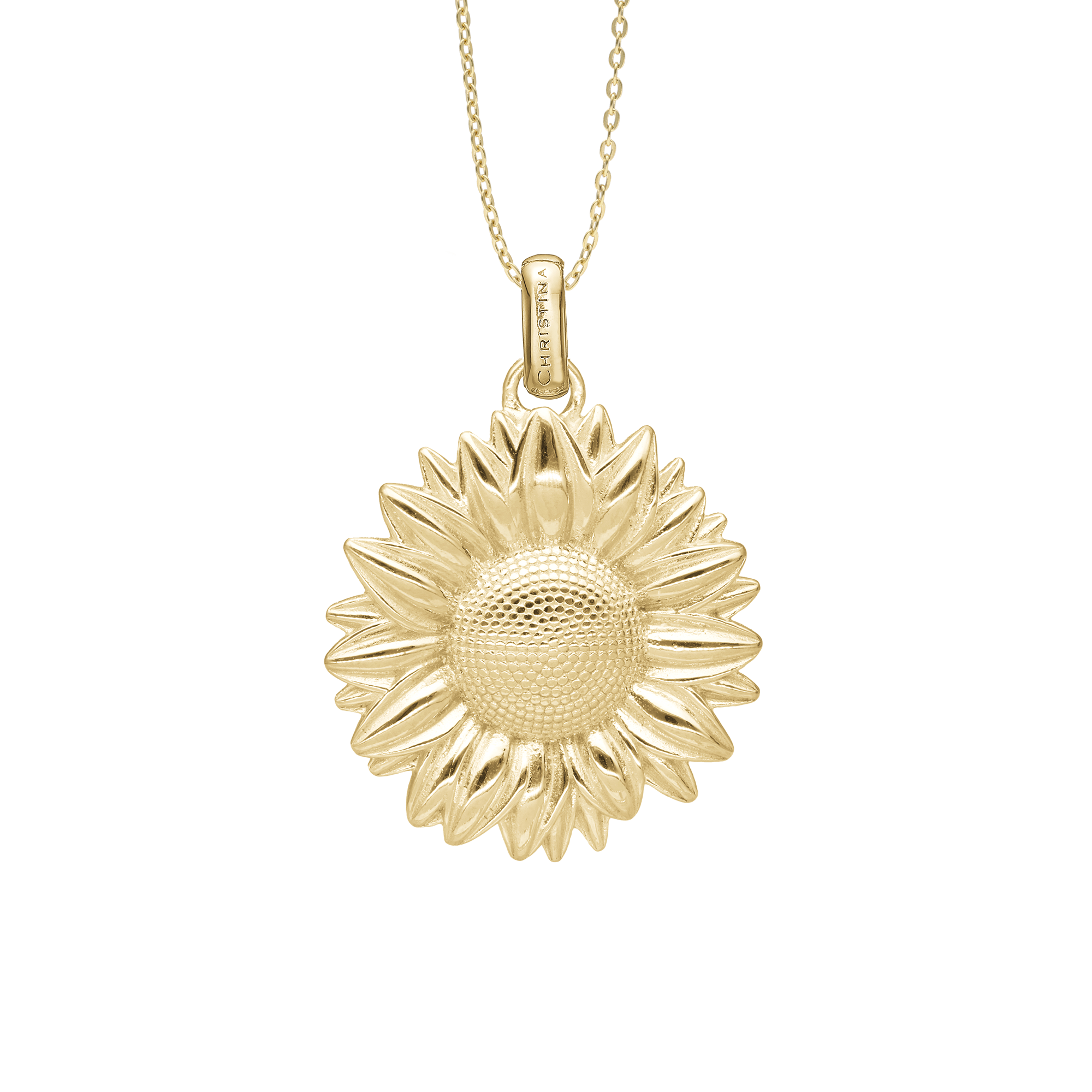 Sunflower Earring Pendant - Polished Gold Plated Sterling Silver
