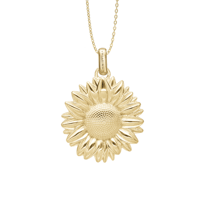 Sunflower Earring Pendant - Polished Gold Plated Sterling Silver