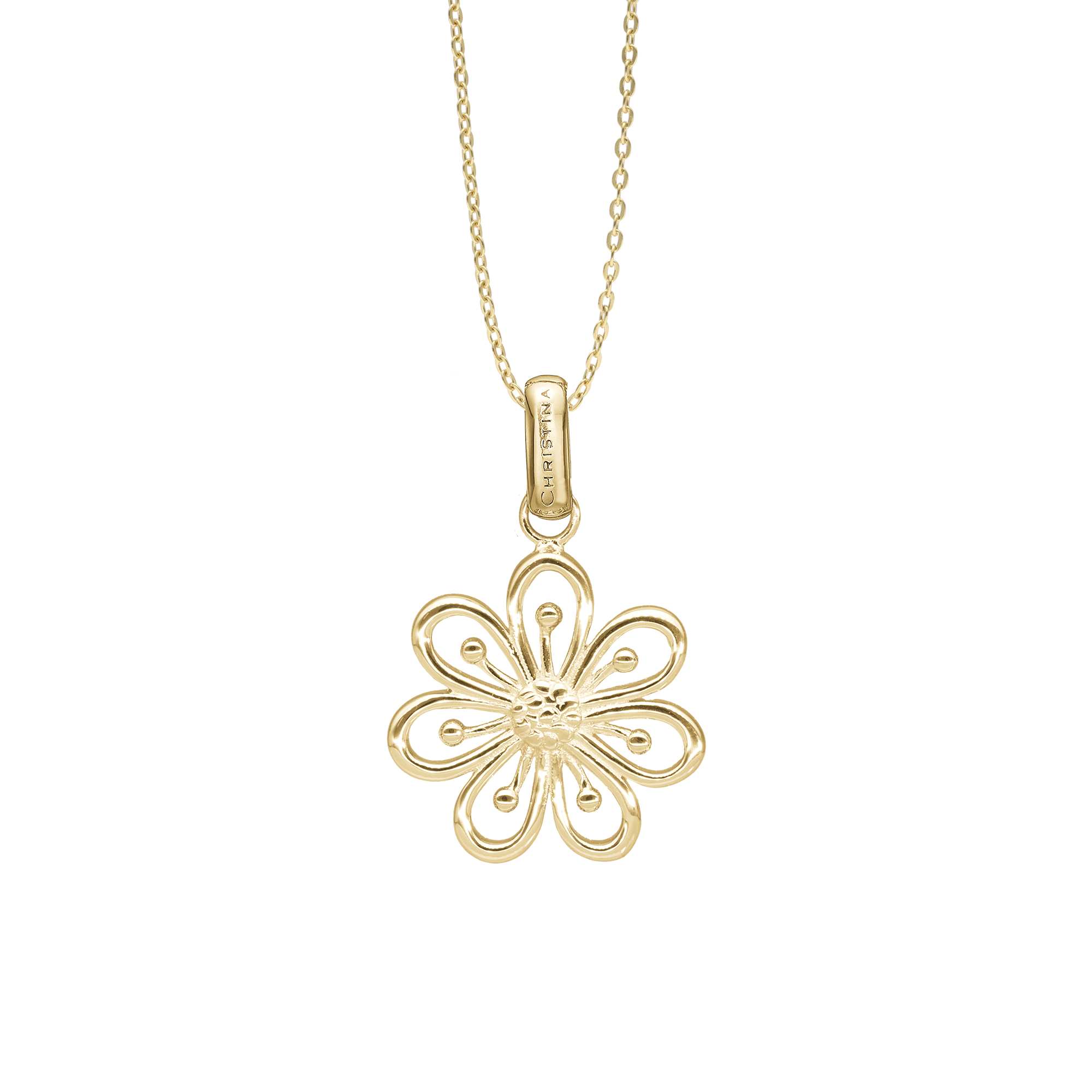 Flower Heaven Earring Pendant - Polished Gold Plated Sterling Silver