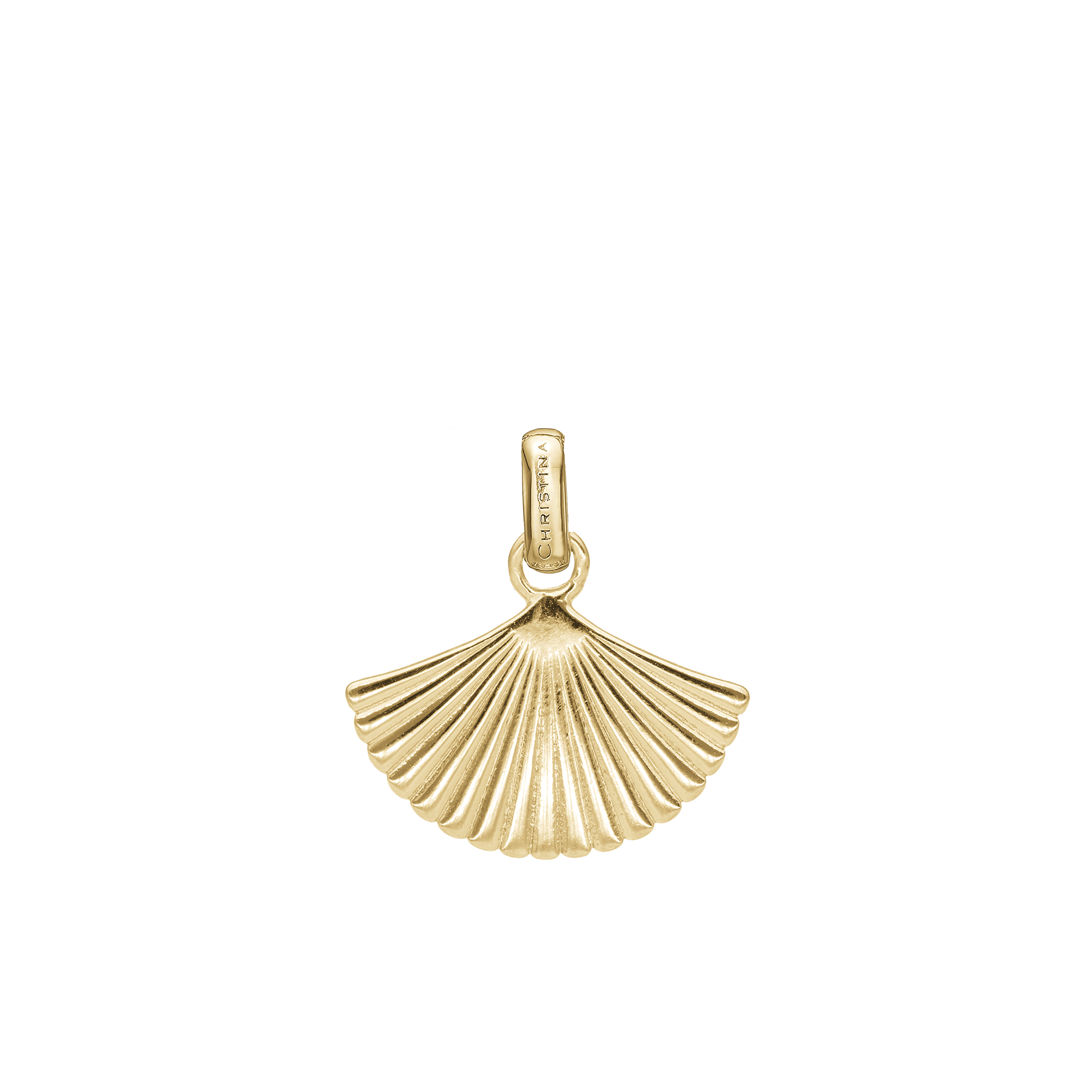 Fan Earring Pendant - Polished Gold Plated Sterling Silver