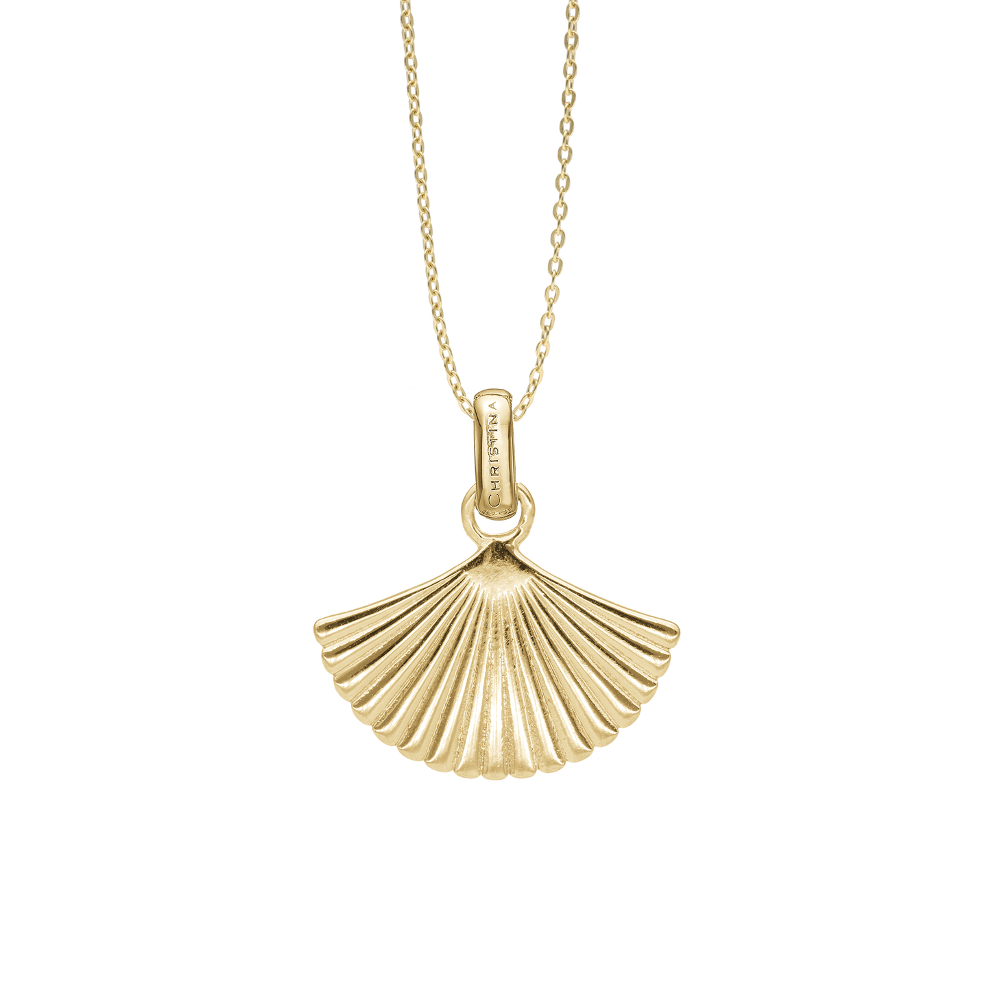 Fan Earring Pendant - Polished Gold Plated Sterling Silver