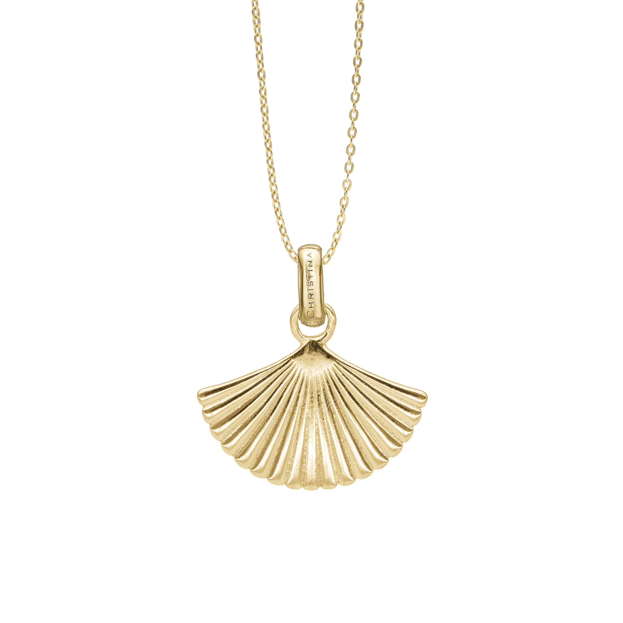 Fan Earring Pendant - Polished Gold Plated Sterling Silver