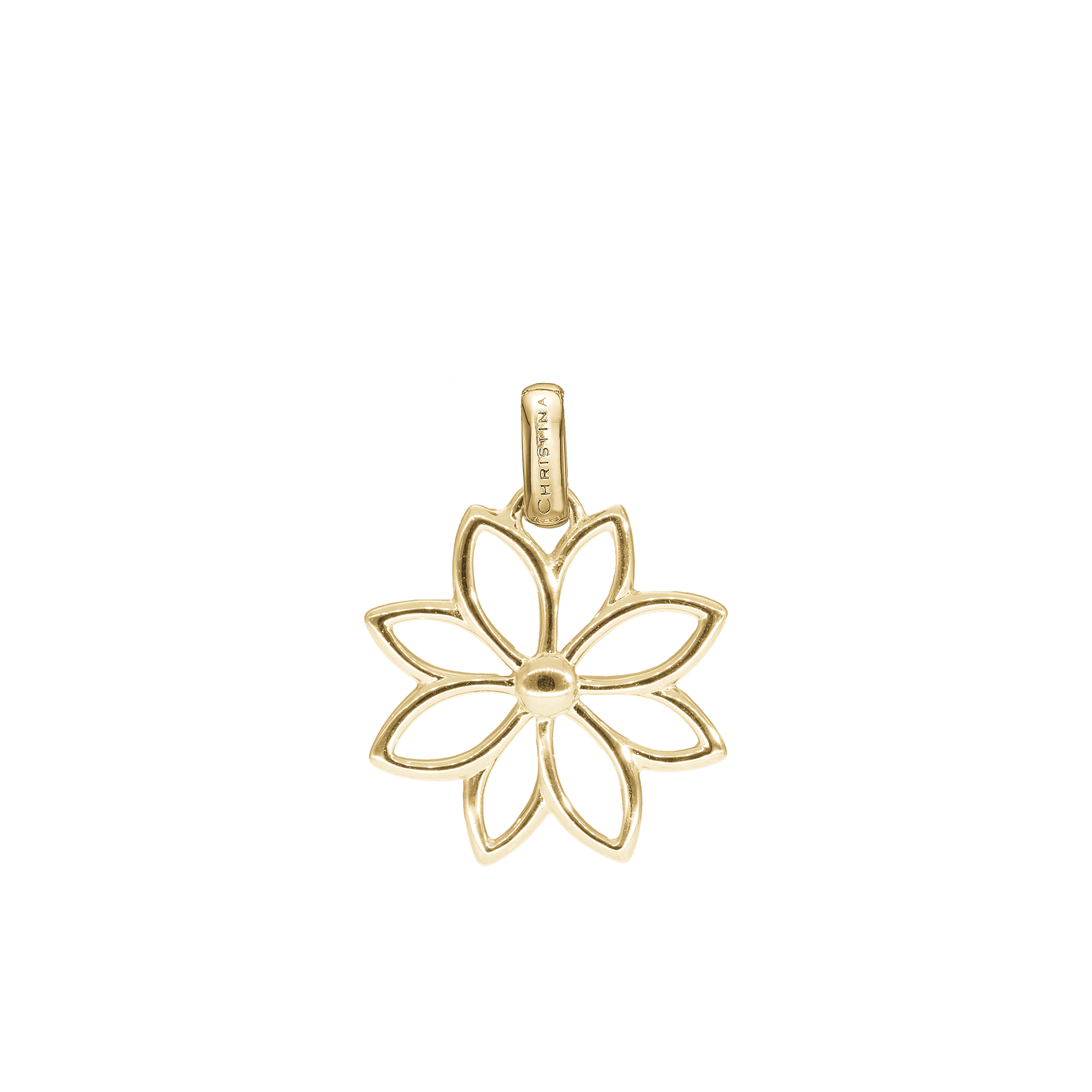 Simple Flower Earring Pendant - Polished Gold Plated Sterling Silver