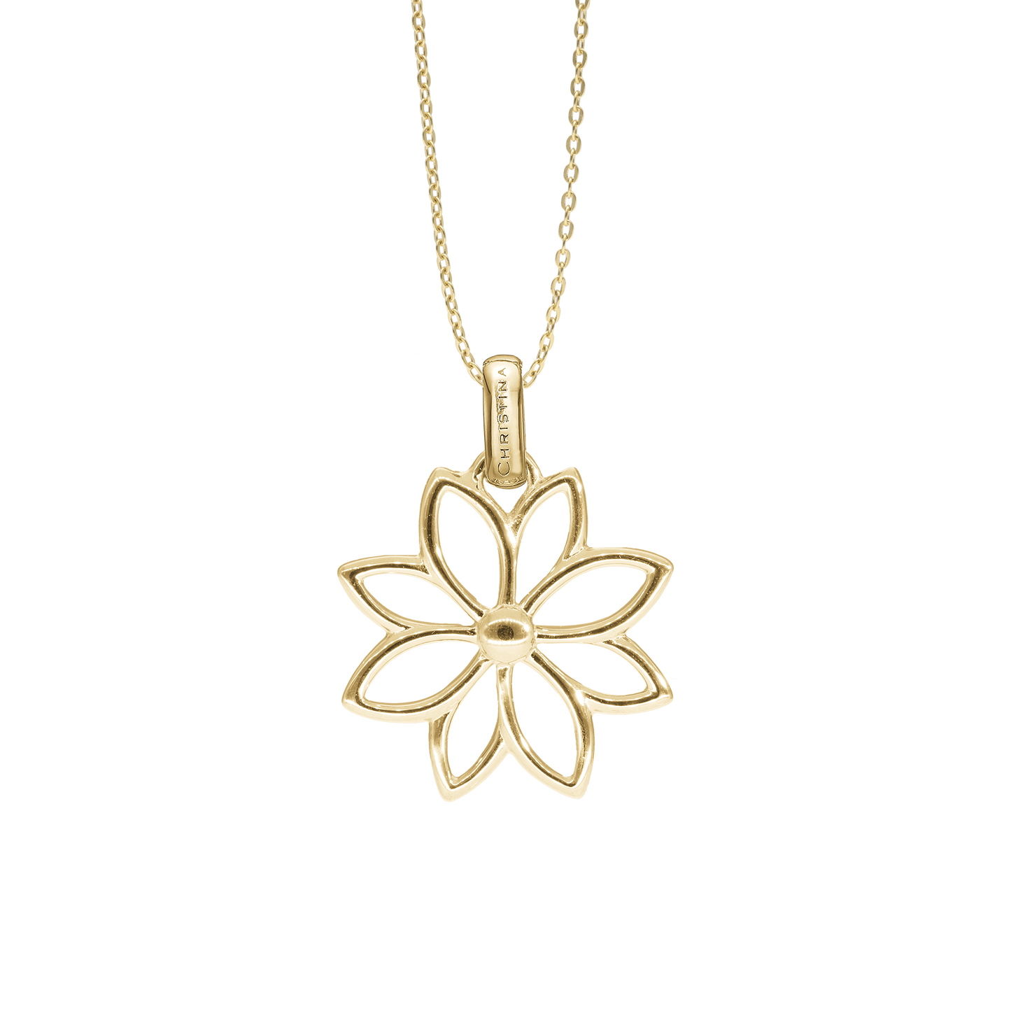 Simple Flower Earring Pendant - Polished Gold Plated Sterling Silver