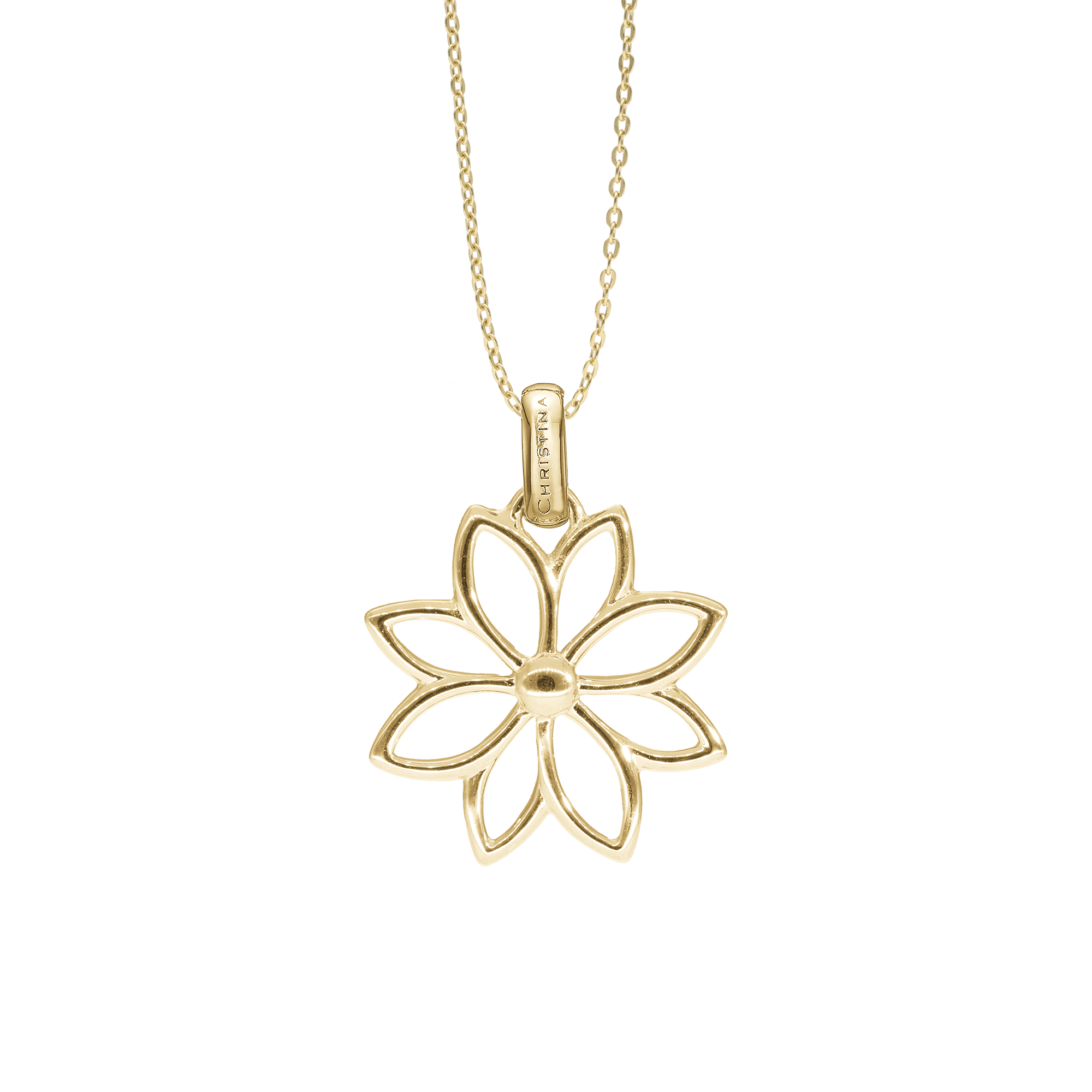 Simple Flower Earring Pendant - Polished Gold Plated Sterling Silver
