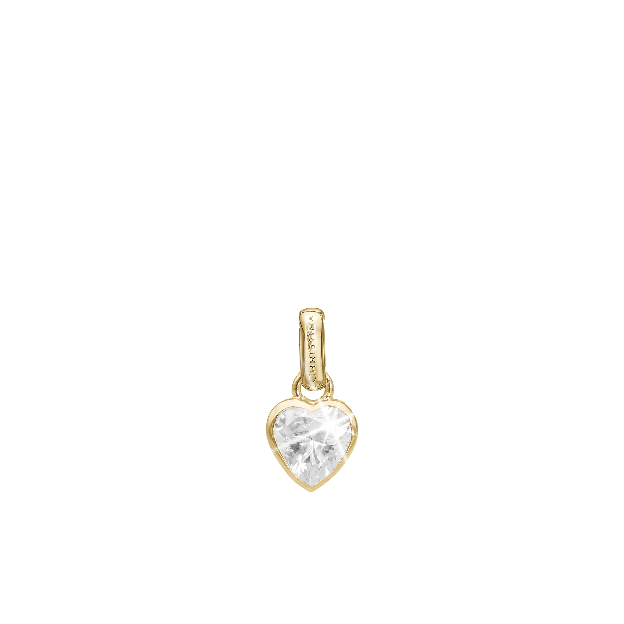 Sparkling Love Earring Pendant - Polished Gold Plated Sterling Silver with 1 Cubic Zirkonia