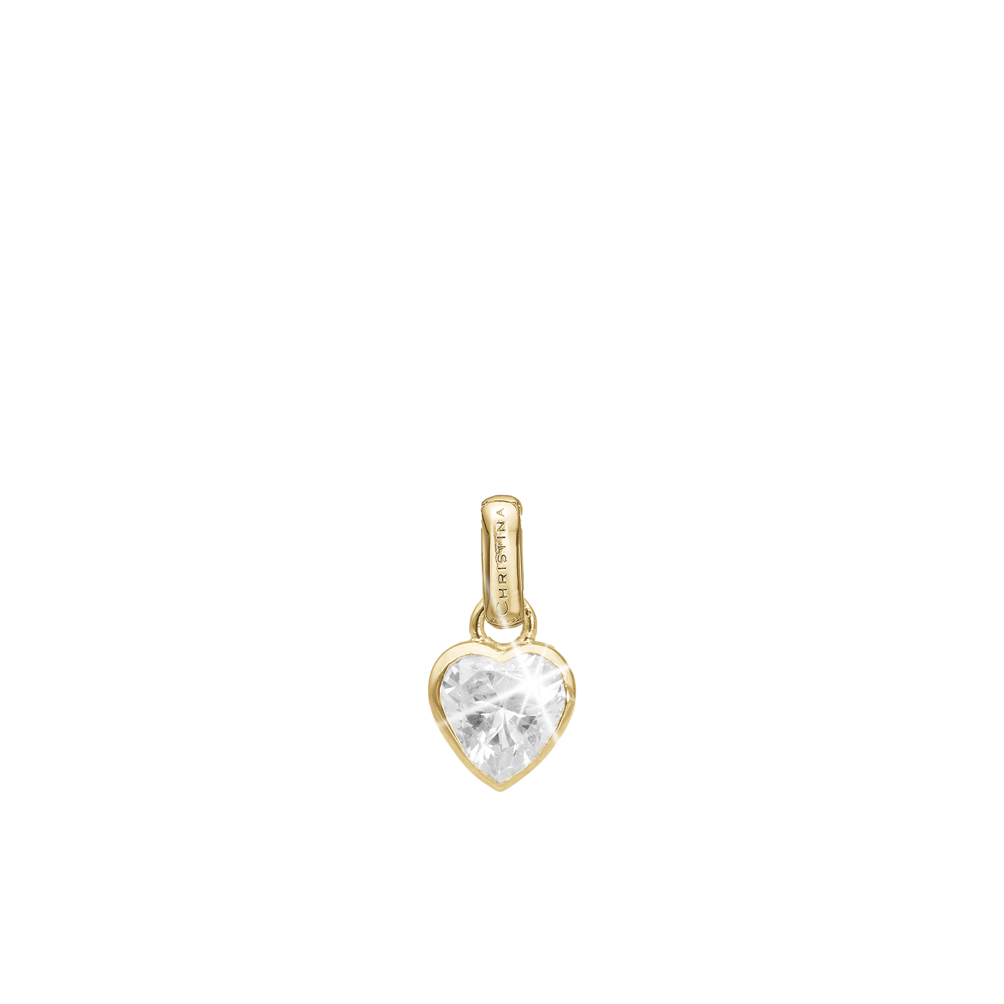 Sparkling Love Earring Pendant - Polished Gold Plated Sterling Silver with 1 Cubic Zirkonia