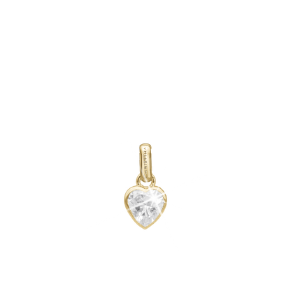 Sparkling Love Earring Pendant - Polished Gold Plated Sterling Silver with 1 Cubic Zirkonia